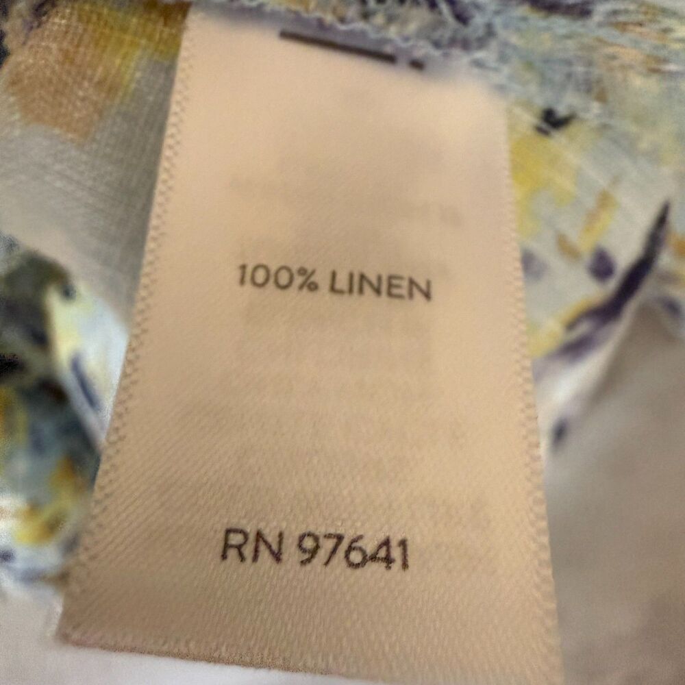 J Jill Love Linen Blouse 2X Plus Floral Print 3/4 Sleeve Lightweight 100% Linen - Picture 4 of 7